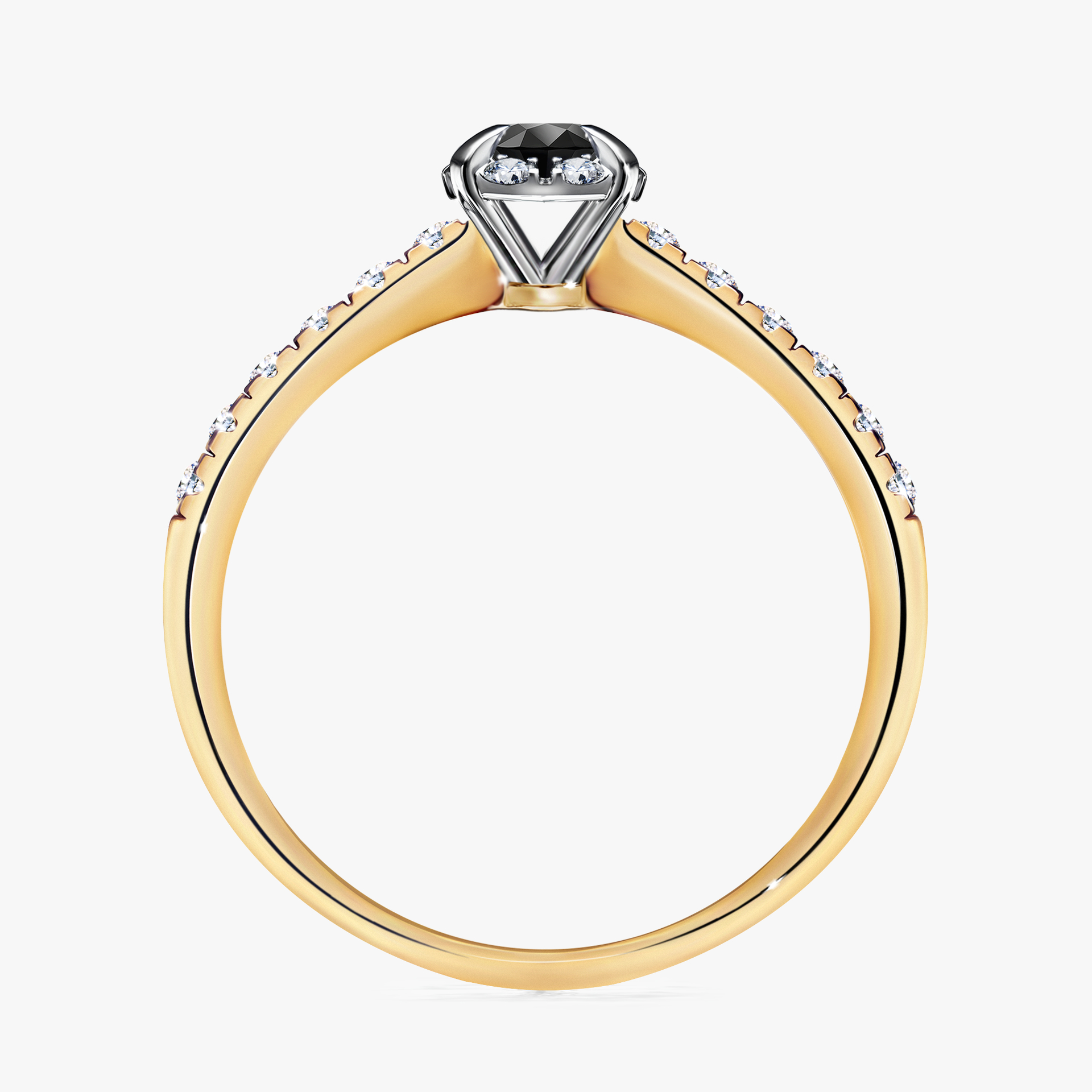 Pierścionek zaręczynowy My Princess z żółtego złota z czarnym diamentem 0,28ct
